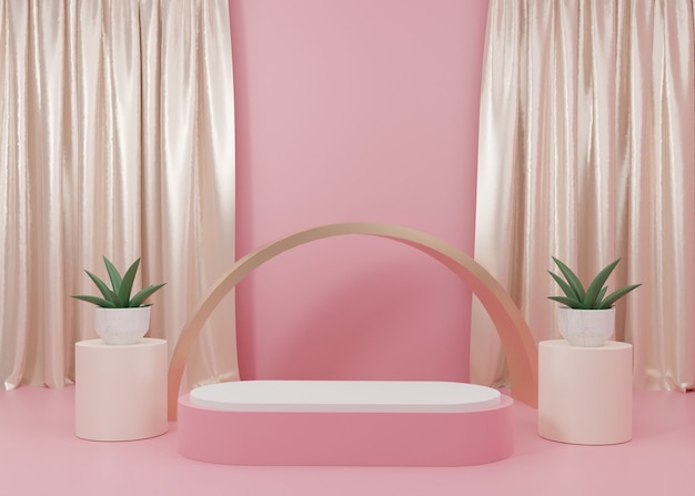 3D-Rendering Pink Pastell Display Podium Produktstand