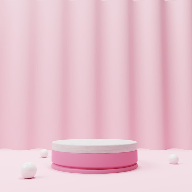 3D-Rendering Pink Podium Display