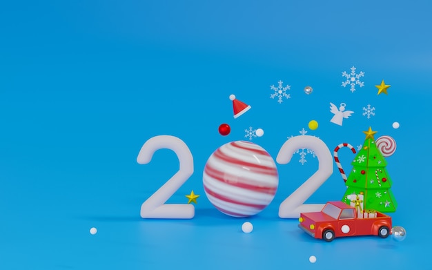 3D-Rendering-Podium und Bühnenthema Frohe Weihnachten und ein gutes neues Jahr 2021