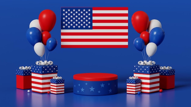 3d-rendering podium vereinigte staaten von amerika unabhängigkeitstag 202