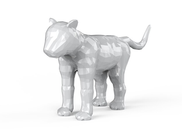 3D-Rendering polygonaler Tiger isoliert auf weiß