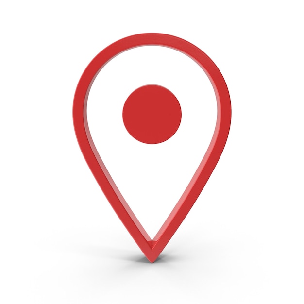 3D-Rendering realistisch Standortkarte Pin GPS-Zeiger rote Markierungen GPS-Standort Symbol Karten Navigation