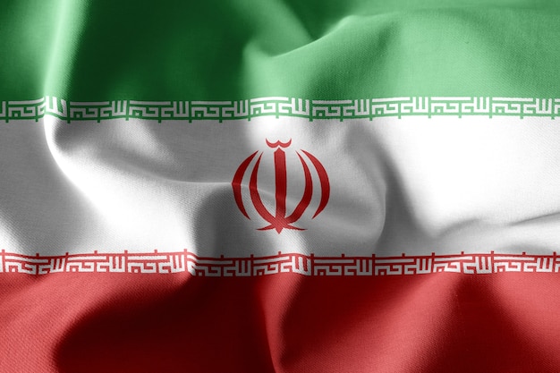 3D-Rendering realistische wehende Seidenflagge des Iran