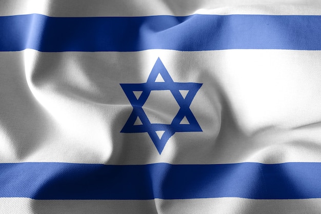 3D-Rendering realistische wehende Seidenflagge Israels