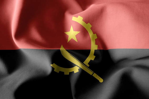 3D-Rendering realistische wehende Seidenflagge von Angola