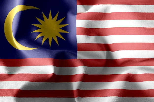 3D-Rendering realistische wehende Seidenflagge von Malaysia