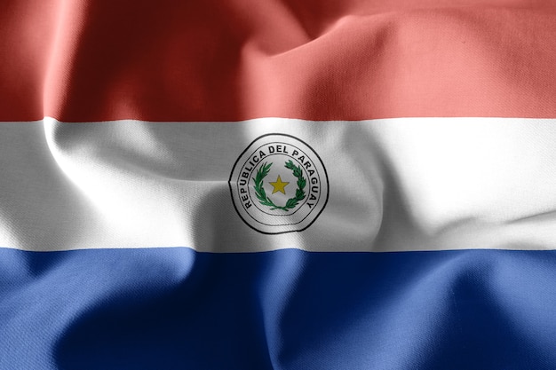 3D-Rendering realistische wehende Seidenflagge von Paraguay