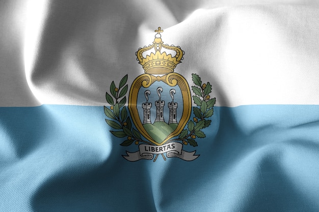 3D-Rendering realistische wehende Seidenflagge von San Marino