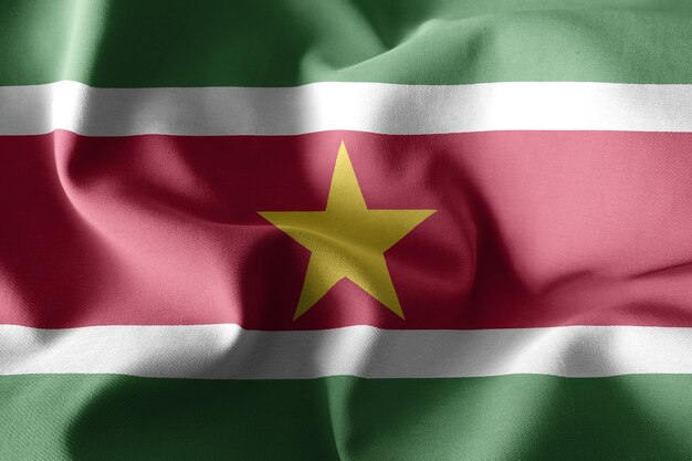 3D-Rendering realistische wehende Seidenflagge von Surinam