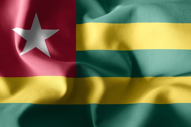 3D-Rendering realistische wehende Seidenflagge von Togo