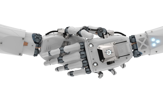 3D rendering robot mano temblorosa aislado en blanco