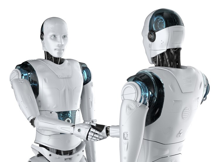 Foto 3d rendering robot mano temblorosa aislado en blanco