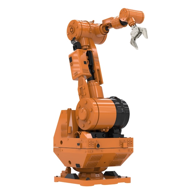 3D-Rendering Roboterarm auf weißem Hintergrund