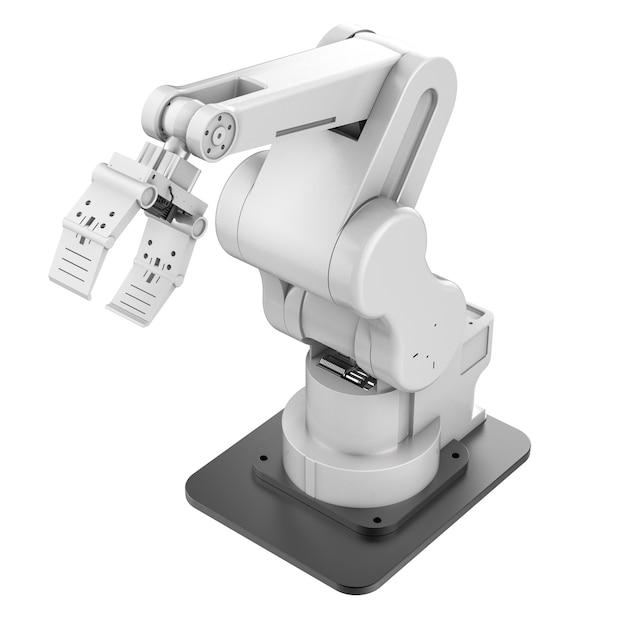 3D-Rendering-Roboterarm aus Metall