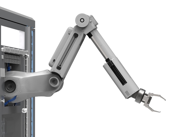 3D-Rendering Robotermaschine auf weißem Hintergrund