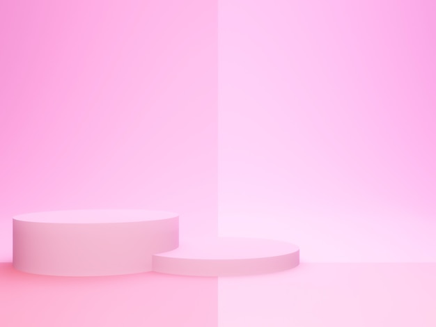 3D-Rendering. Rosa geometrisches Podium.