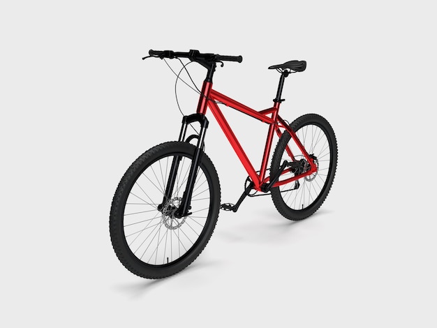 3D-Rendering, rotes Fahrrad, isolierter hellgrauer Hintergrund, Baner-Sport-Helth-Leben