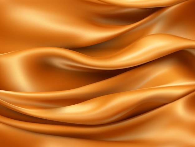 3D-Rendering Schöner, eleganter, gewellter orangefarbener Satin-Seiden-Luxusstoff