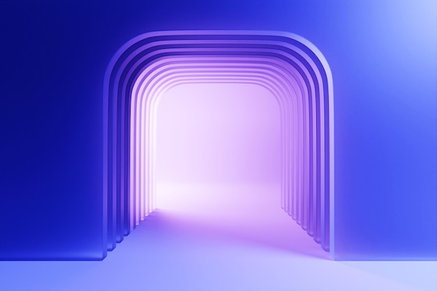 3D-Rendering Schönes geometrisches Bogentor Portal Abstrakt geometrischer Bogen