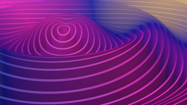 3D-Rendering-Schwankungen von abstrakten Wellen kräuseln sich im Raum