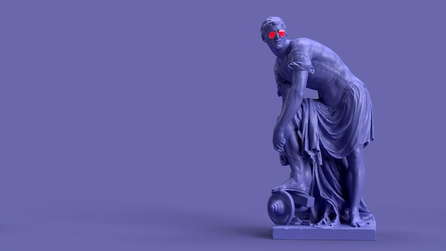 3D-Rendering Sehr Peri Farbe Violett Antike Statue Auf der linken Seite ist Platz für Text