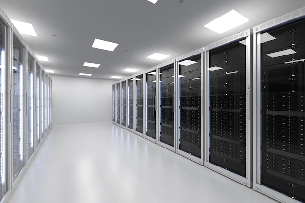 3D-Rendering-Serverraum oder Servercomputer