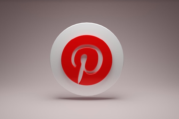 Foto 3d-rendering-social-media-logo-symbol pinterestxaauf braunem hintergrund mit farbverlaufxa