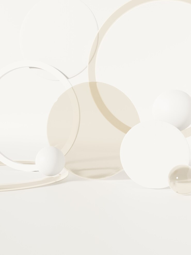 3D-Rendering-Sonnenlicht und halbtransparente Kreisplatten oder Kugeln Produktdisplay-Hintergrund