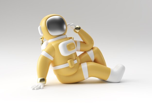 3d-Rendering Spaceman Astronaut denken Enttäuschung müde kaukasische Gesten 3d-Illustration Design