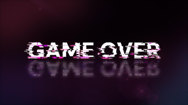 3D-Rendering-Spiel über Text mit Bildschirm-Effekten technologischer Störungen