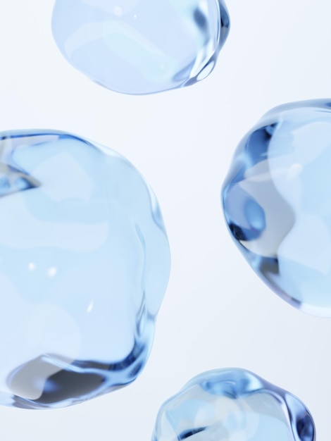 3D Rendering Studio Shot Fondo de gotas de agua azul claro para belleza Cuidado de la piel alimentos y bebidas