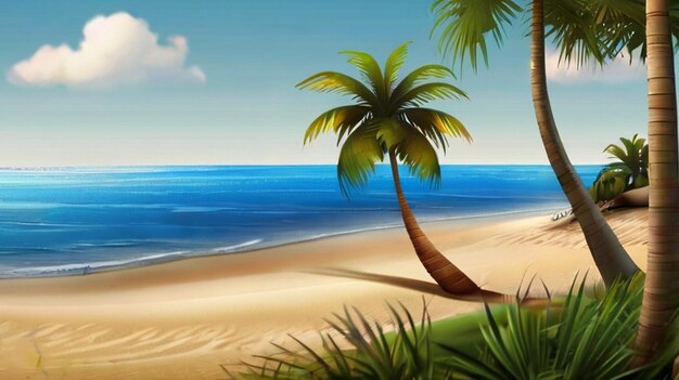 Foto 3d-rendering summer beach insel landschaft vektor-illustration logo-design