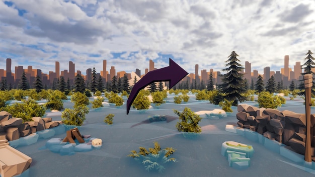 3D-Rendering und Low-Poly-Grafikressourcen für nachhaltige Entwicklungsziele, Biodiversität, wachsende Wirtschaft und Ökologie