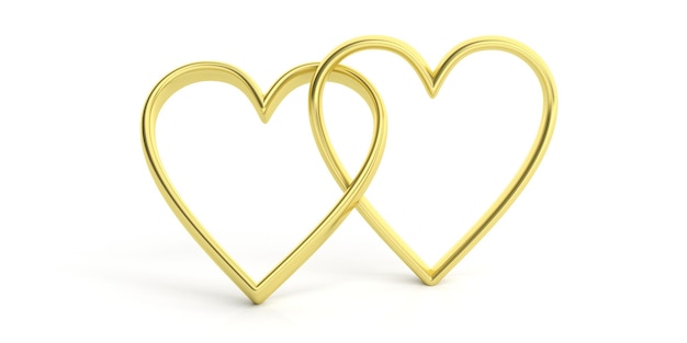 3d rendering unió corazones sobre fondo blanco.