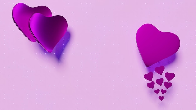 3D-Rendering Valentine Day Heart Shaped Pink