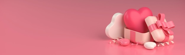 3D-Rendering Valentinstag Banner