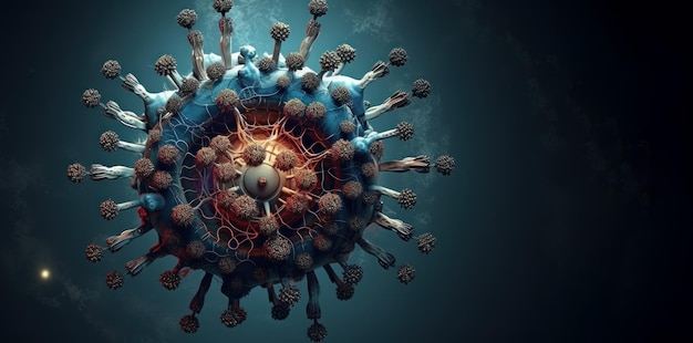 3D-Rendering-Virus-Mikrobiologie- und Virologiekonzept mit Kopierraum