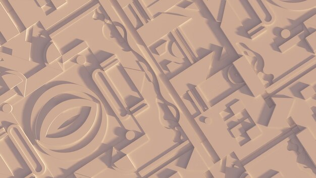 Foto 3d-rendering von abstrakten geometrischen texturen, hintergrundillustration, antikes ruinen-thema