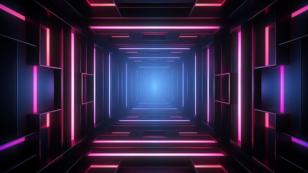 3D-Rendering von abstrakten schwarzen Hintergründen mit rosa-blauen Linien