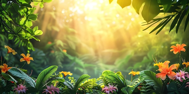 3D-Rendering von bunten Blättern Hintergrund mit Bokeh-Effekt Schöne Frühlingsblüte Ai generiert