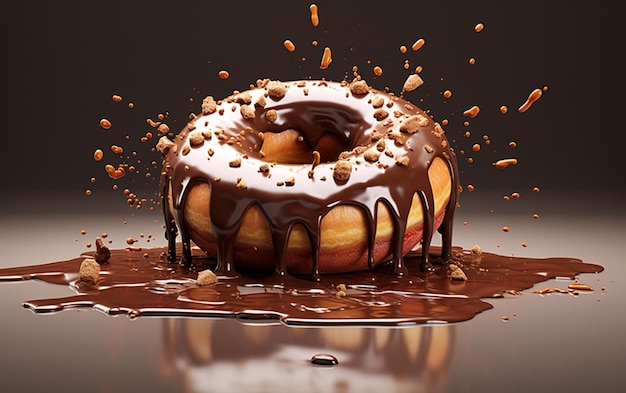 3D-Rendering von Donuts, die schmelzen