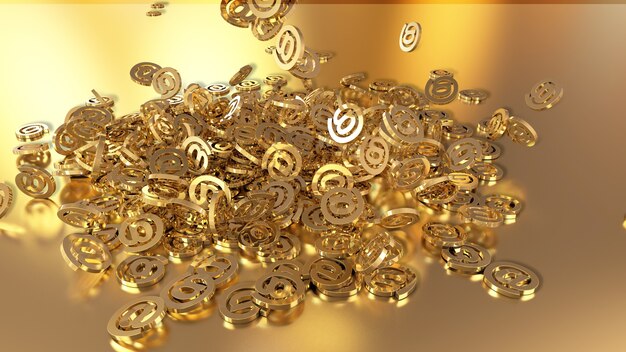 3D-Rendering von E-Mail mit fallenden Zeichen. Variante im Farbstil