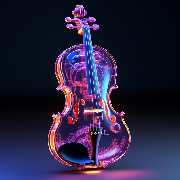 Foto 3d-rendering von einer neon-violine