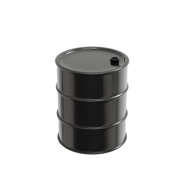 3D-Rendering von Erdöl-Trommel-Containerfass isoliert auf weißem Hintergrund 3D-Render-Illustration Cartoon-Stil