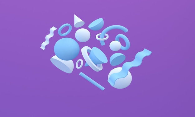 3D-Rendering von farbenfrohen geometrischen Formen