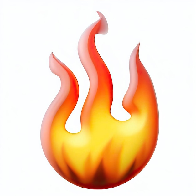 Foto 3d-rendering von feuer, flamme, orangefarbenem ikon, realistischem logo, heißem gas für emoticon, generativer ki