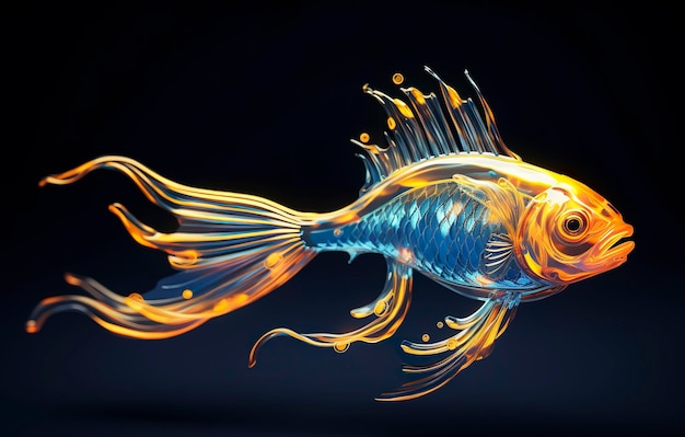 3D-Rendering von Fischen auf schwarzem Hintergrund