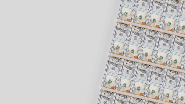 3D-Rendering von Geld-Dollar auf weißem Hintergrund