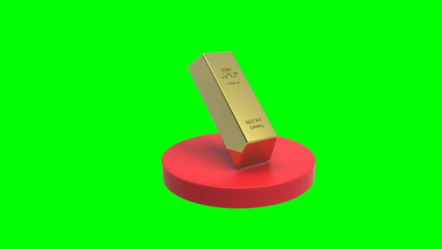 3D-Rendering von Goldstangen auf grünem Hintergrund