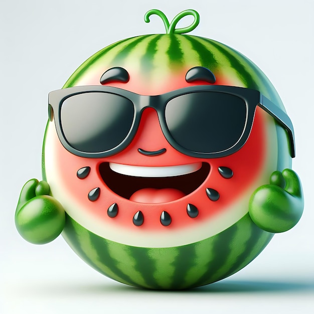 Foto 3d-rendering von grinning watermelon mit sonnenbrille